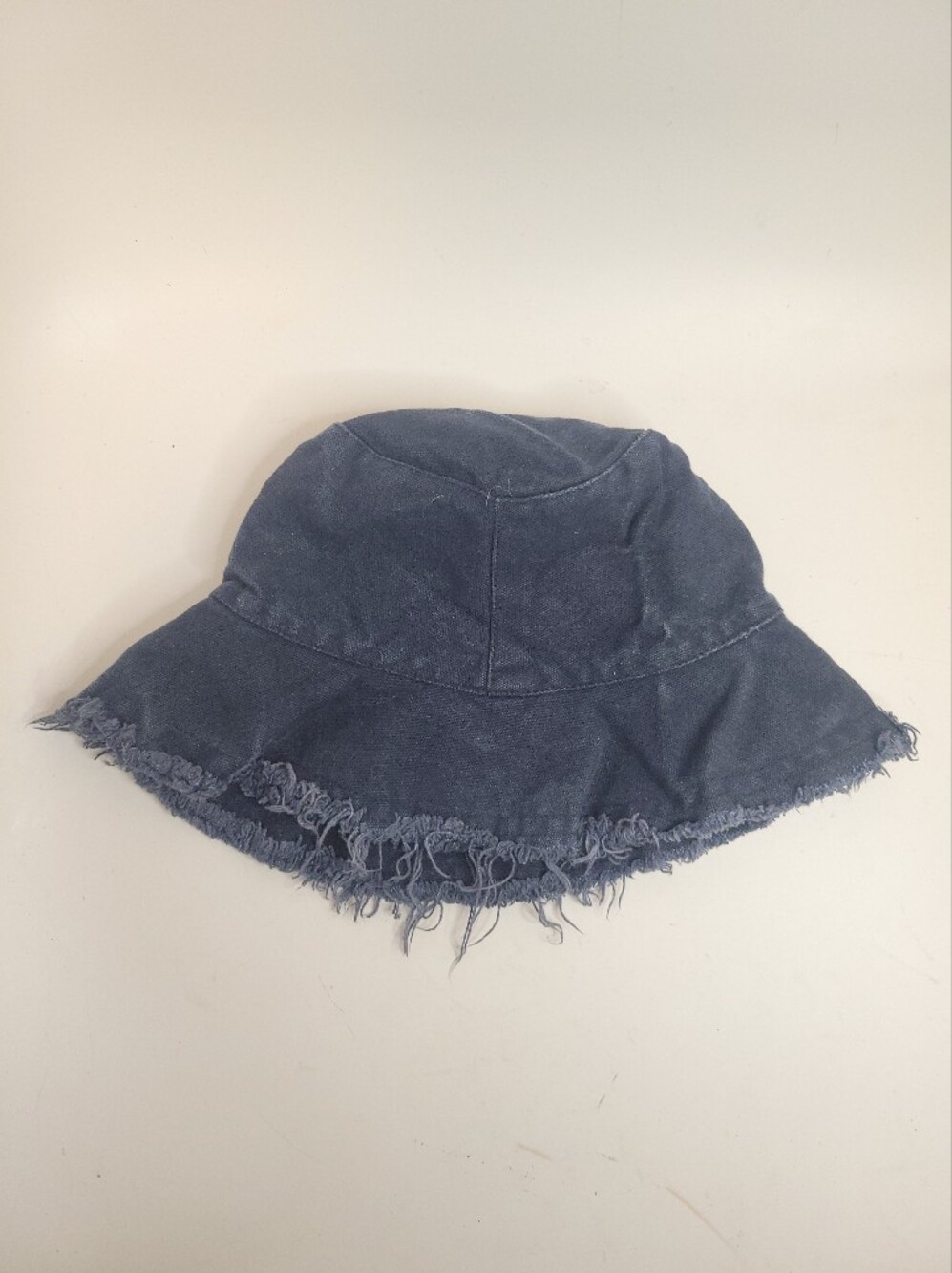 Frayed Brim Navy Cotton Bucket Hat - Picture 4 of 5